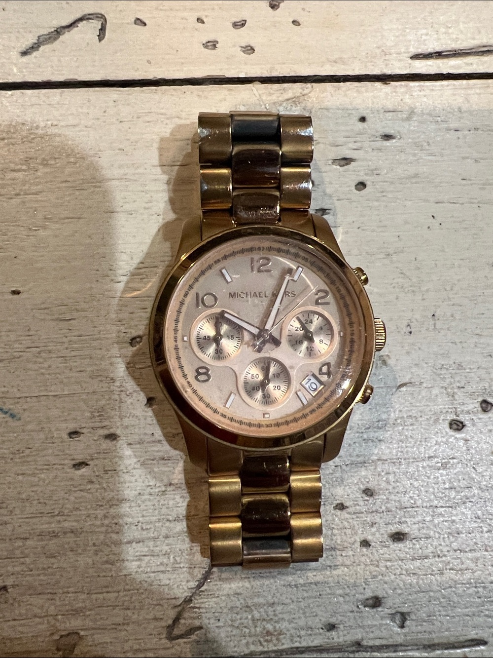 Michael Kors MK5128 Gold-Tone Women’s Chronograph Watch, stainless steel bracele